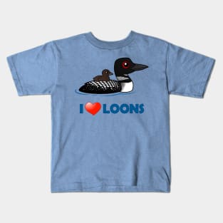 Cute Cartoon I Love Loons Kids T-Shirt